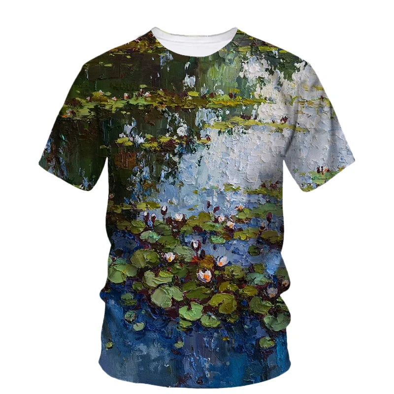 Summer New Creative Painting and Sketching Art graphic t shirts For Men Fashion Casual Bohemian Personality Printed Youth Tees