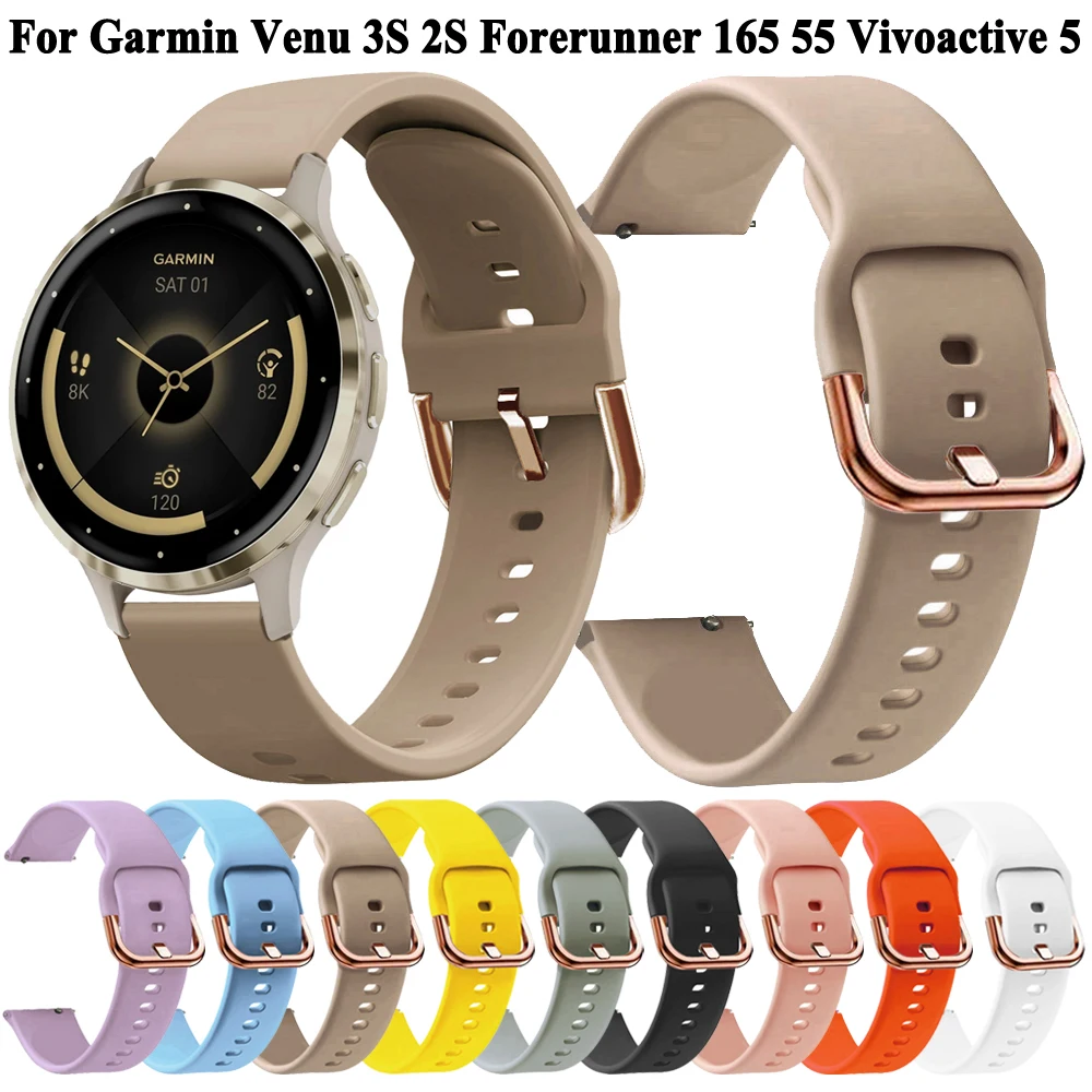 

Силиконовый ремешок для смарт-часов, 18 мм 20 мм, браслет для Garmin Benz 3S 2S Forerunner 165 55 Vivoactive 5 3, браслет для часов