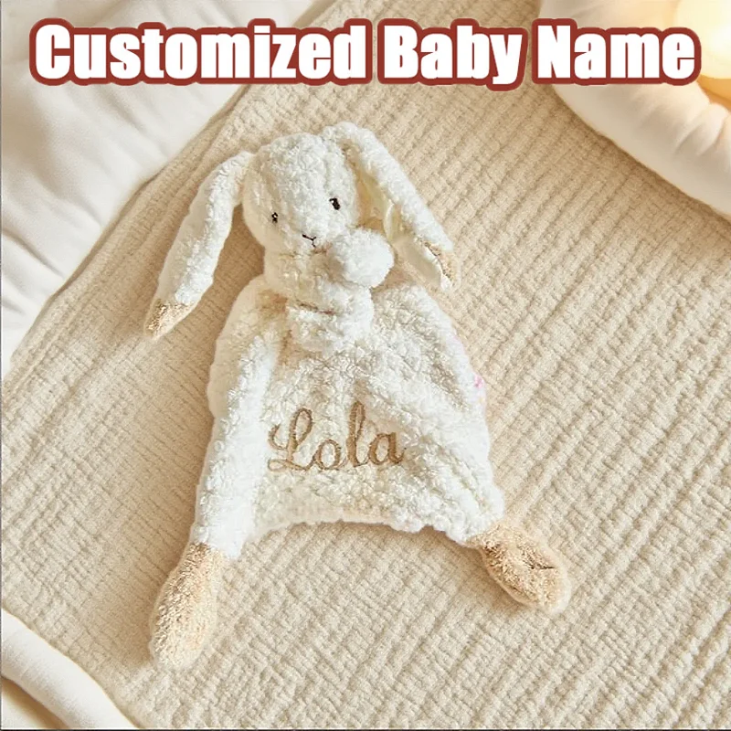 

Personalized Name Baby Cute Rabbit Organic Cotton Embroidery Name Sleepping Doll for Baby Shower Birth Gift Autumn 2025