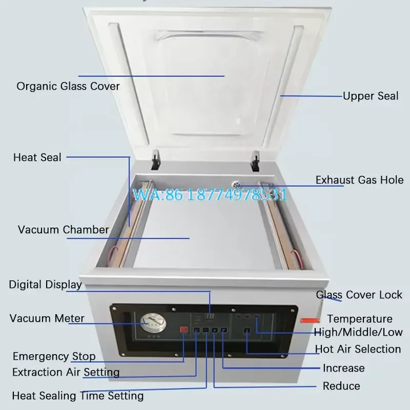 Wmwmnu for DZ260 Automatic Vacuum Sealer for Plastic Bags Seafood Shrimp Meat Fish Small Food Packaging