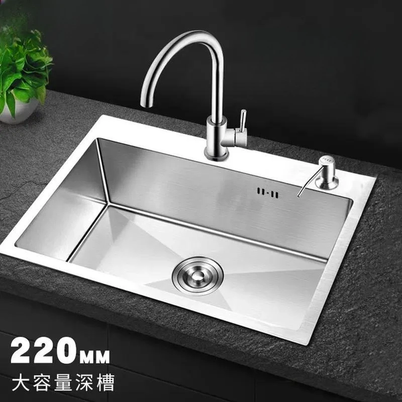 304 Stainless Steel Hand Brushed Single Kitchen Sink Thickened Vegetable Washing Basin Dishwasher Table Basin Household
