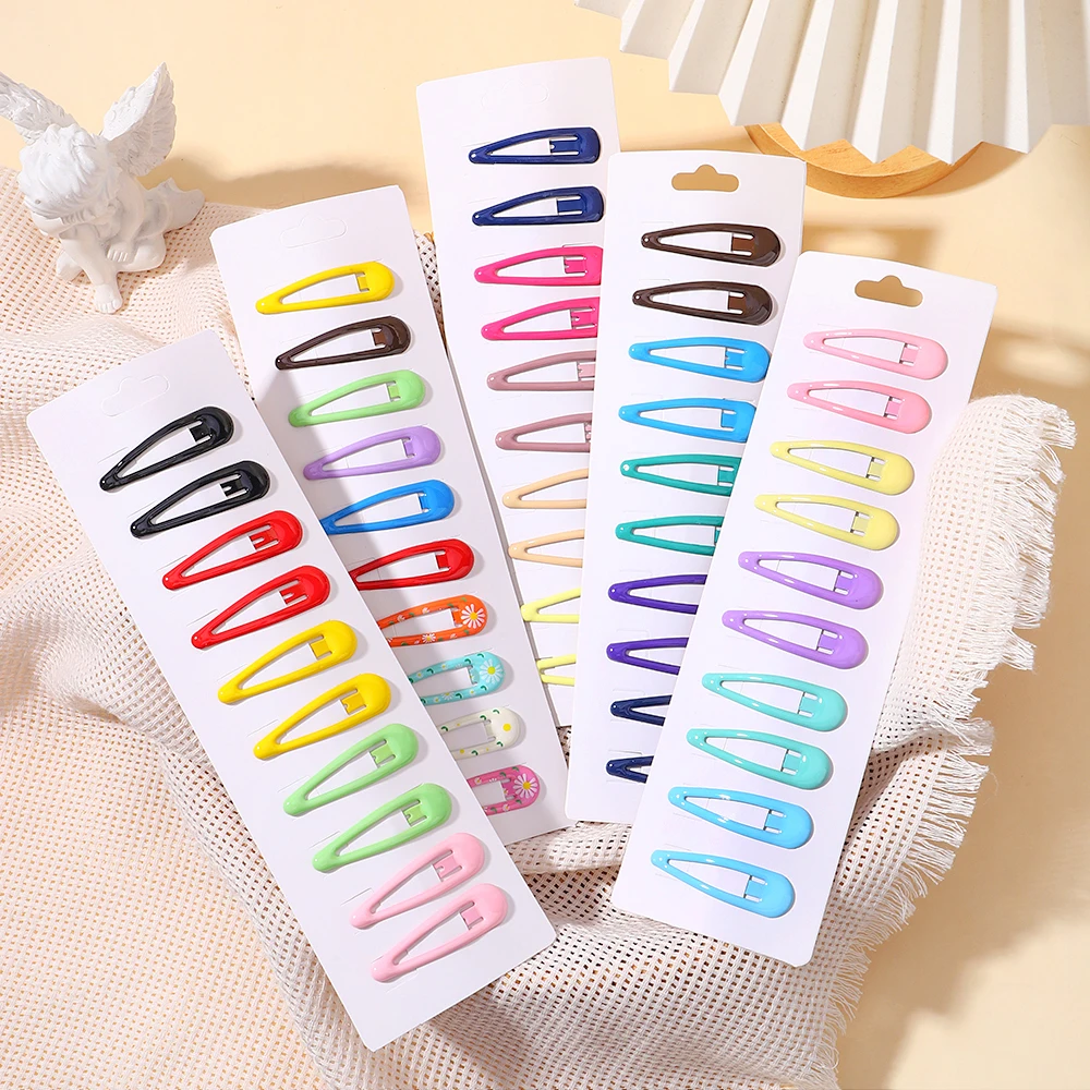 10Pcs/set Kids Colorful Dopamine Hair Clip for Girl Water Drops Bangs Clip Hairpins Baby Broken Hair BB Clips Headwear Wholesale