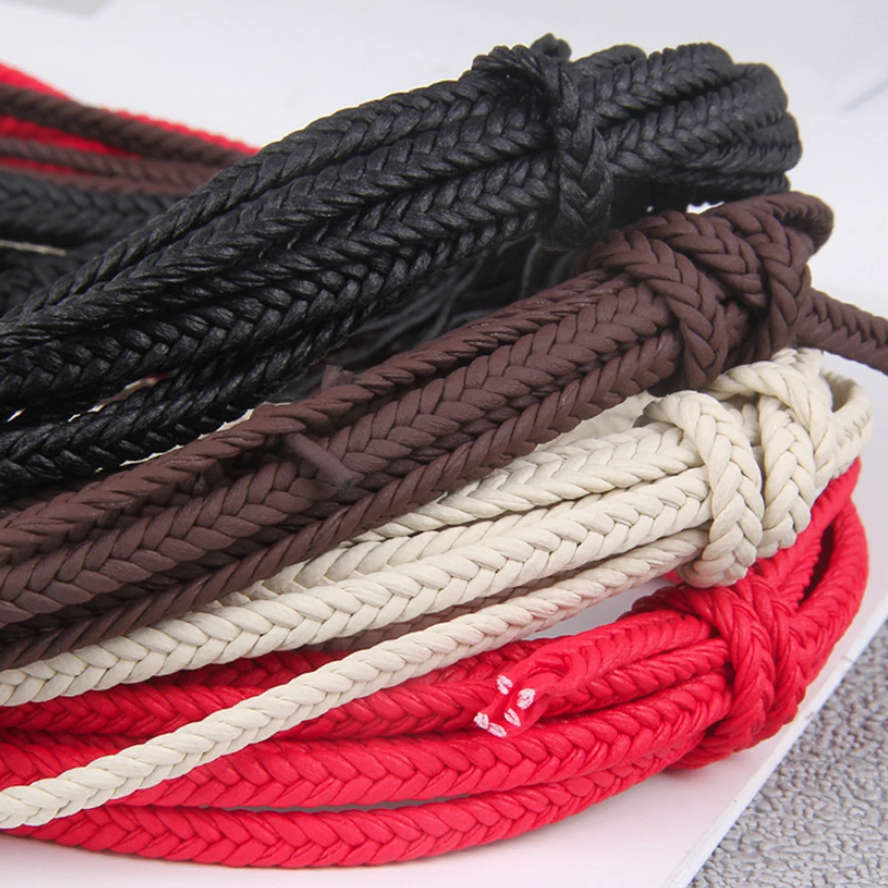 2 Meter 5 mm Rot/Schwarz Flach Geflochtenes PU-Lederarmband Zubehör PU-Lederschnur Seil DIY Halsketten- und Armbandherstellung – Detail 2