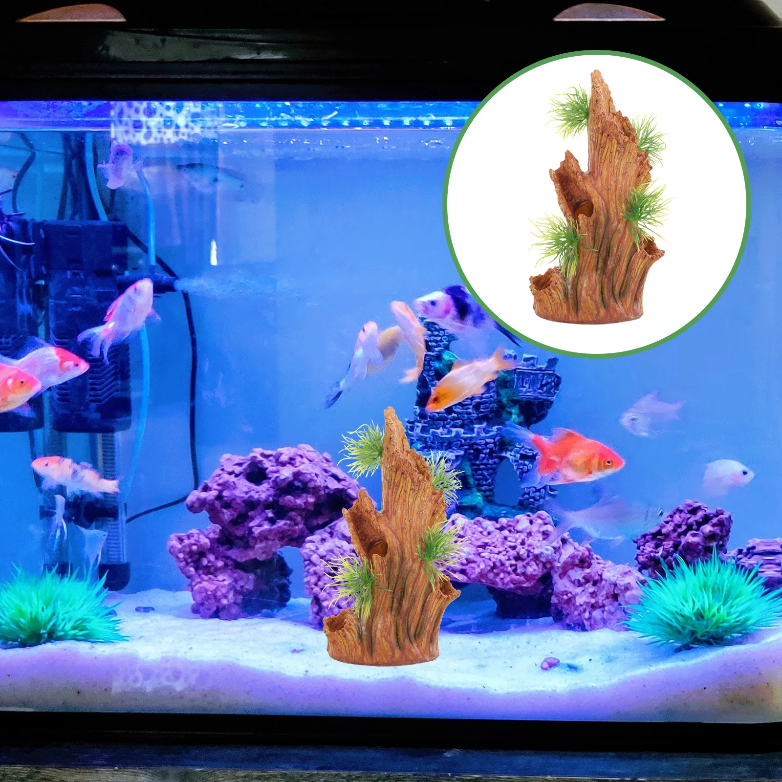 

Natural Style Aquarium Tree Stump Decor Realistic Resin Fish Tank Hiding Place Ornament for Vivid Underwater Scene Enhancement