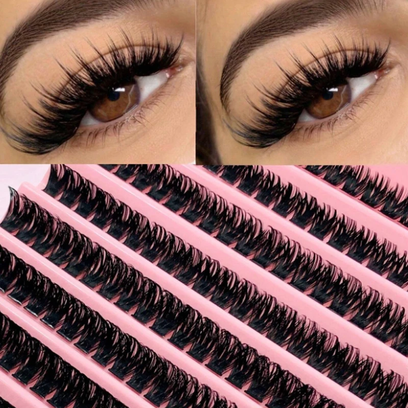 200PCS Estensioni Ciglia FAI DA TE Set 80D D-Curl Super Spessa Soffici Aspetto Naturale Ciglia Finte Individuali Riutilizzabili