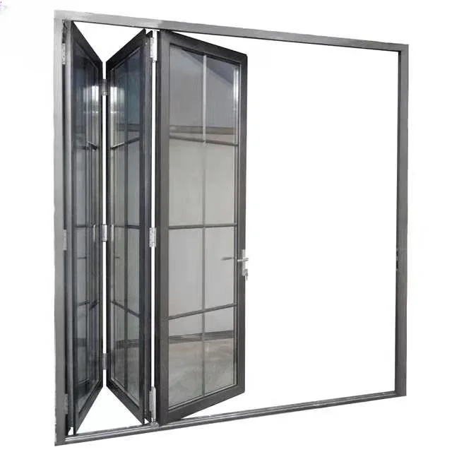 Modern folding door double low e grille glass door soundproof gorgeous external double folding door