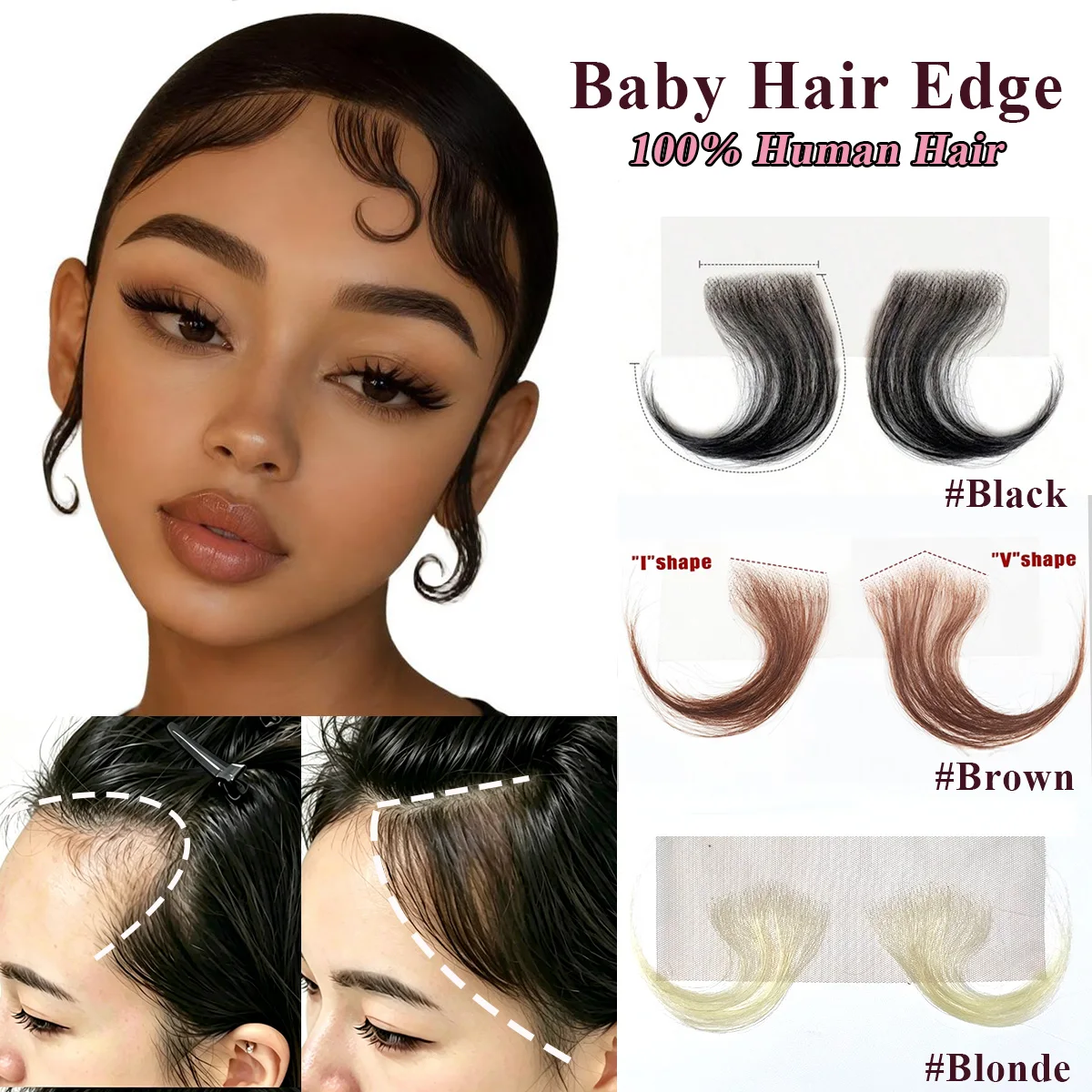 Real Human Hair Lace Baby Hair Edges Invisible Lace Hairline with Natural Looking Handmade Hair Pieces Transparent Lace  Frontal
