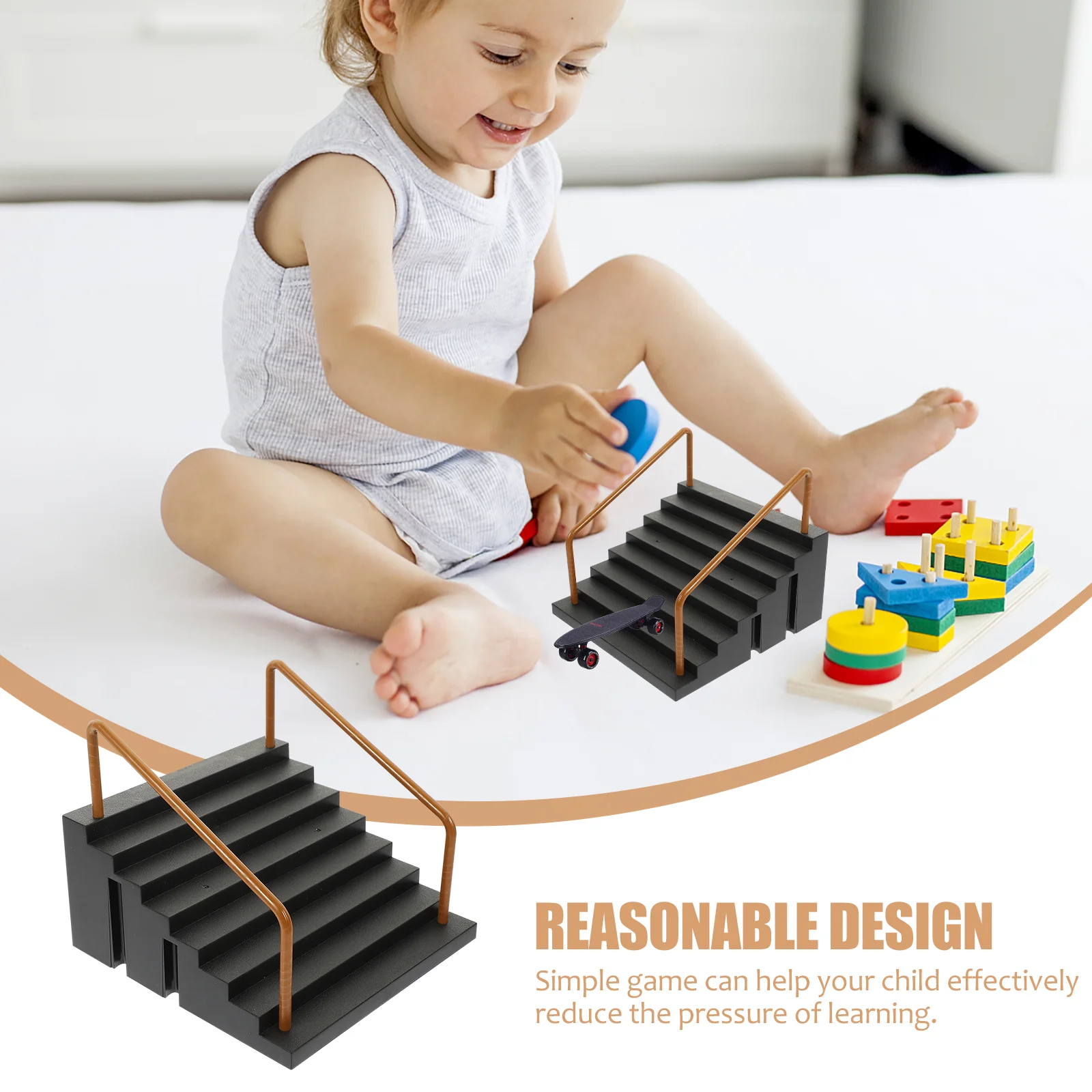 Finger Skateboard Park Obstacle Props Ergonomic Design Child Toy Plastic Ramp Parts Kids Coordination Fun Game Learning Pressure