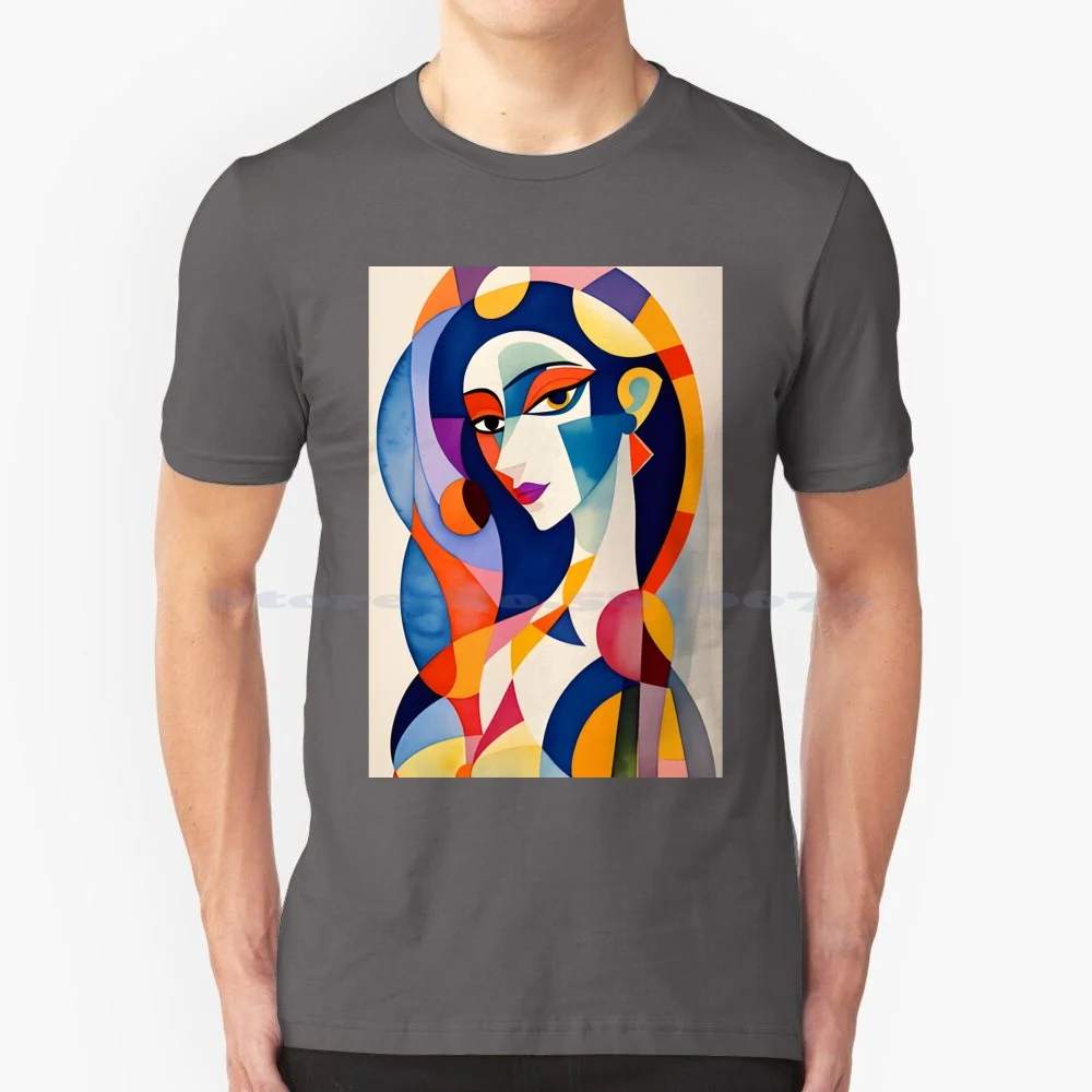 Beautiful Woman 1-Cubism Style T Shirt 100% Cotton Tee Fine Arts Avant Garde Artwork Cubism Artwork Cubism Style Cubist Artwork