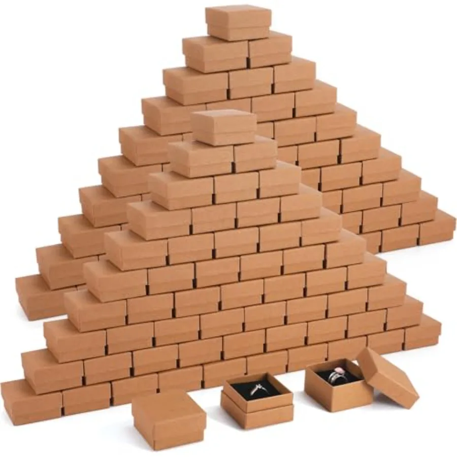 

200 шт. Подарочные коробки для ювелирных изделий, оптовая картонная коробка для колец и сережек, крафт-квадратная подарочная коробка с пенопластовой вставкой для упаковки крафт-цвет2 x