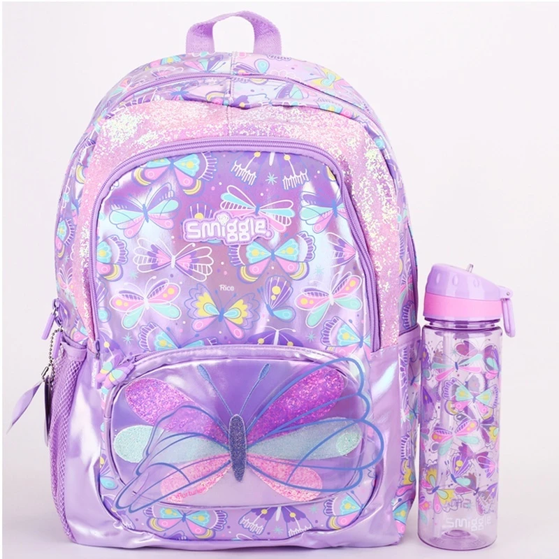

Smiggle Elementary School Backpack Lightweight Large Capacity Cute Cartoon Butterfly Pattern Student Double Shoulder Bag