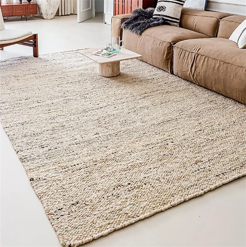 Hand Woven Wool Jute Carpet For Living Room Wabi Sabi Style Rugs For Bedroom Home Sofa Coffee Table Floor Mat Eco-Friendly Rug