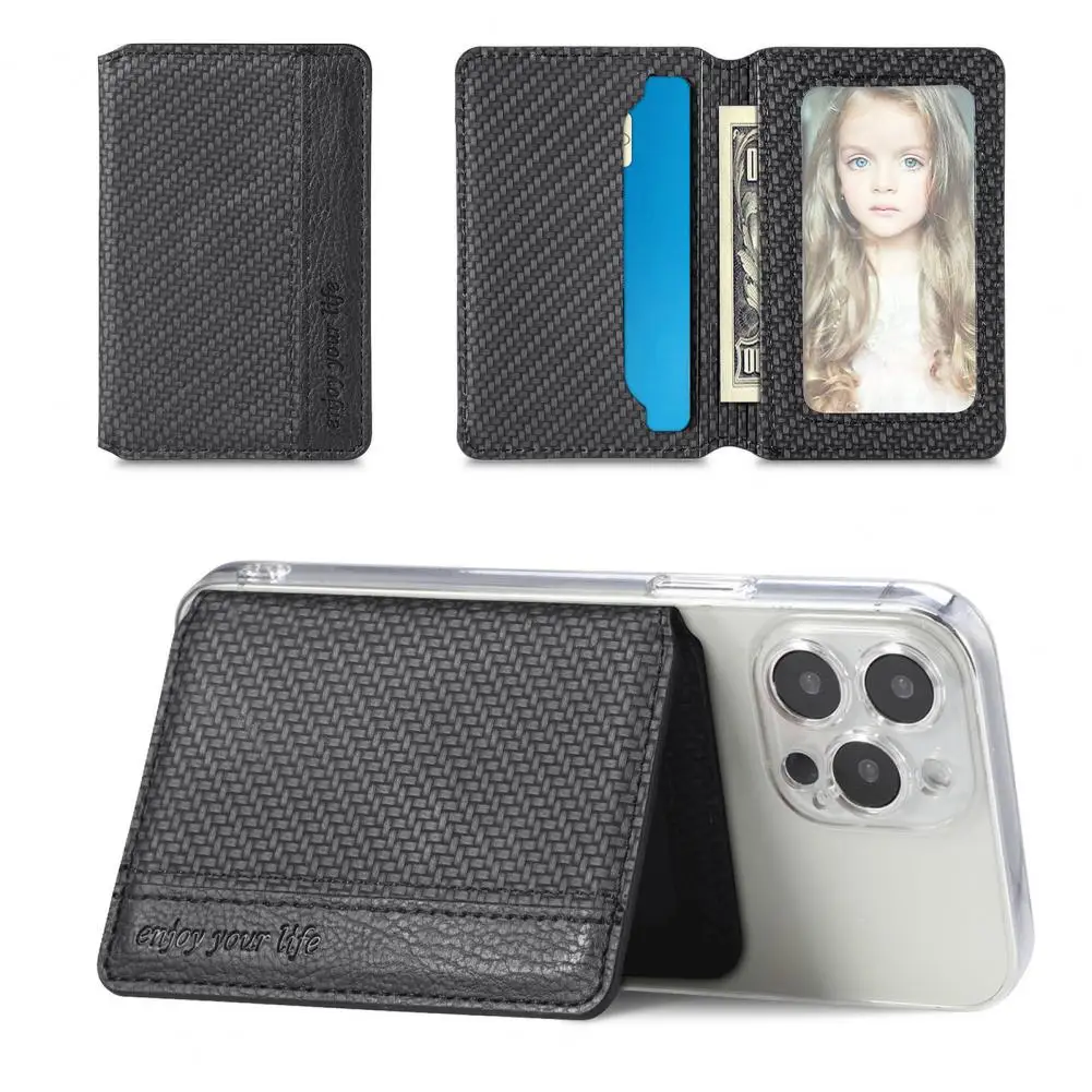 Phone Card Holder  Durable Multifunctional Faux Leather  Magnetic Phone Case Sticker Rack Phone Accessories