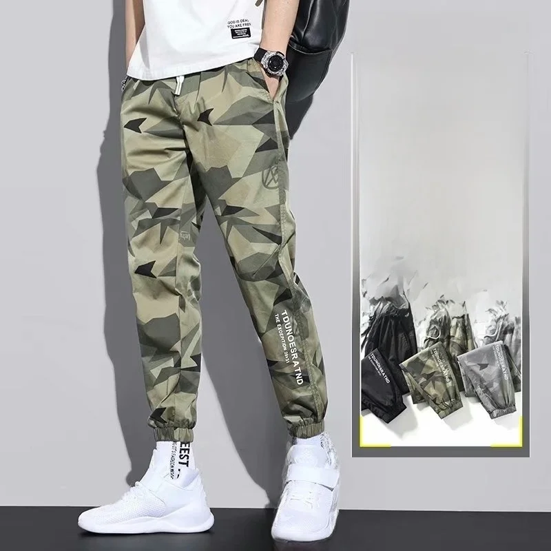 

Men's Camouflage Work Trousers Autumn Spring Loose Fit High Waist Long Pants Large Pocket Durable Casual Pants Youth Style