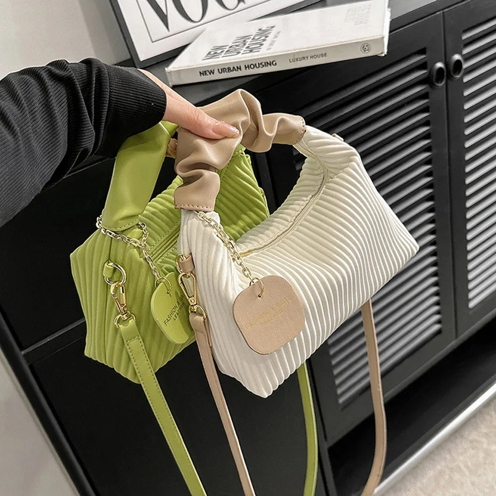 Damska modna torba Crossbody ze skóry PU plisowana chmura małe torebki Tote na co dzień proste, eleganckie torby typu Messenger