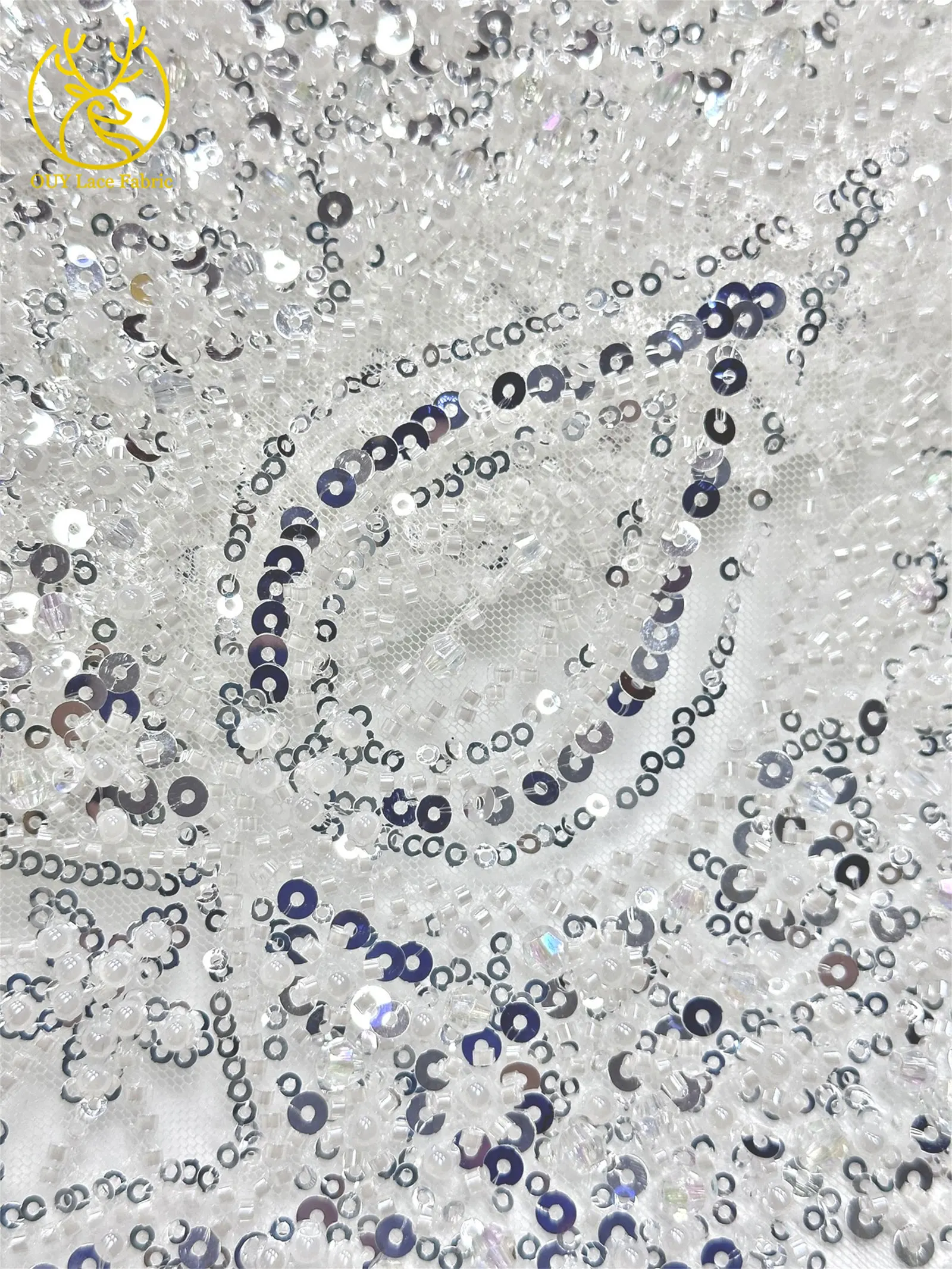Neues Design Afrikanischer Bräutigam Stickerei-Perlen-Spitzenstoff Hochwertiger Französischer Pailletten-Netzstoff Nigerianisches Damen-Abendkleid – Detail 13