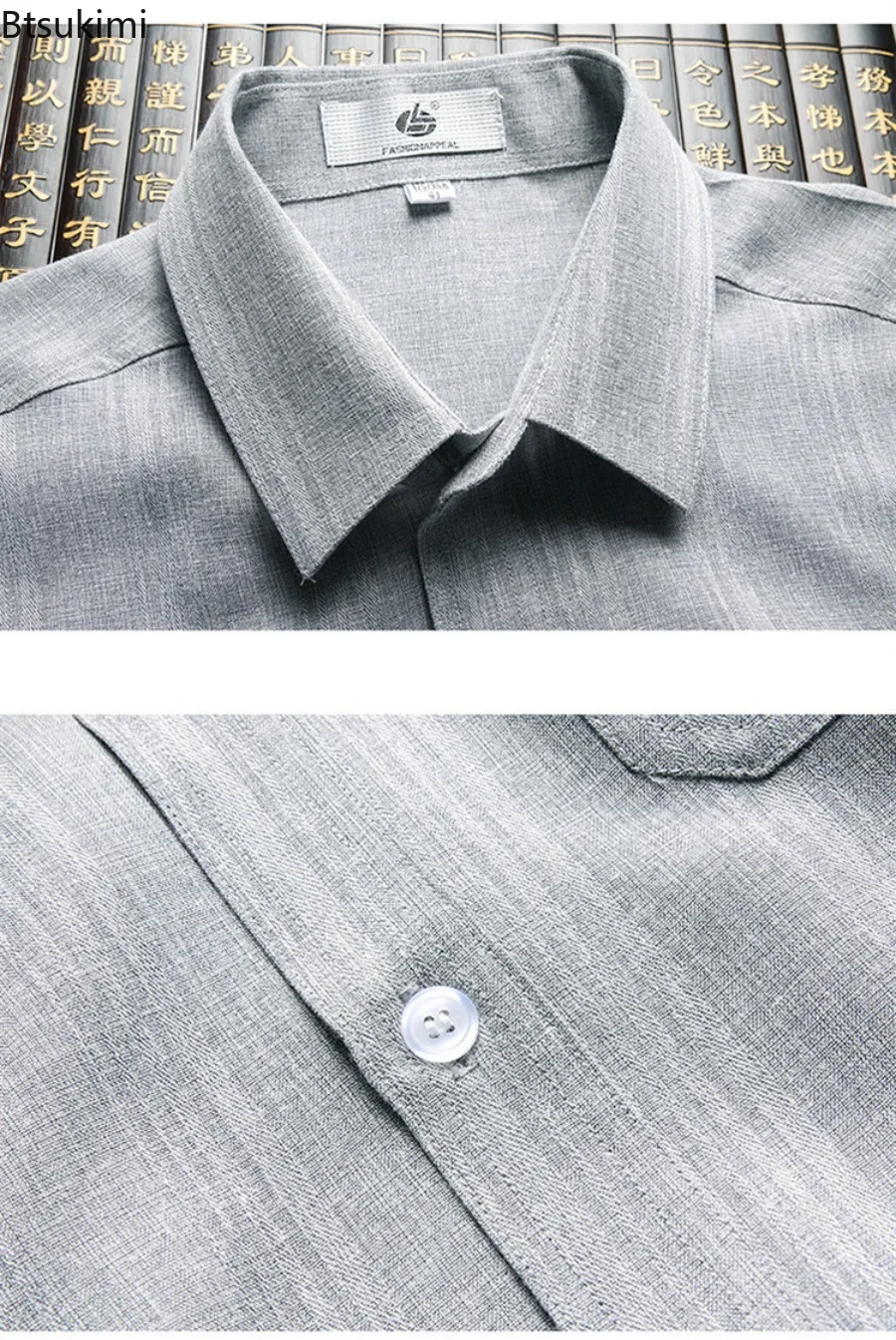 Chinese Tang Suit Tops Middle-aged and Elderly Men Dad Long Sleeve Shirts Loose Casual Cardigan Summer Vintage Lapel Shirts Male