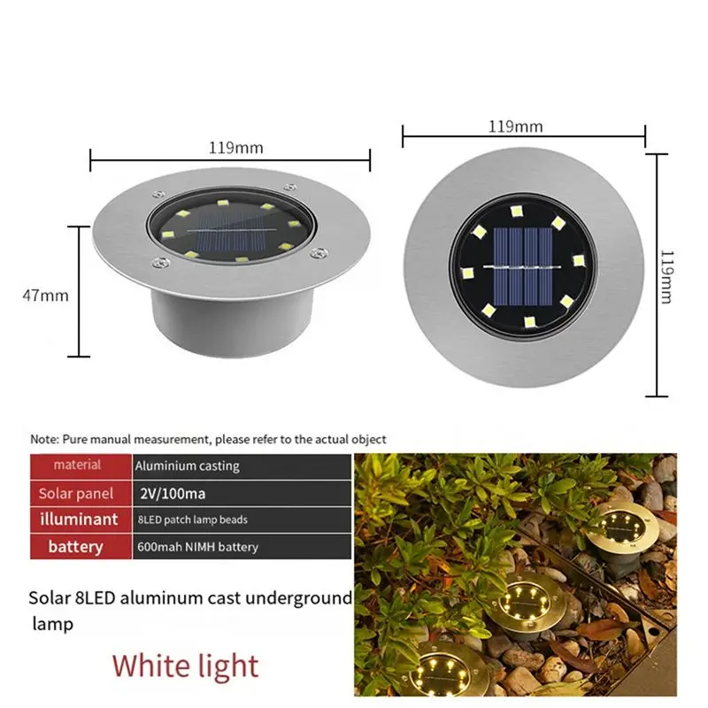 A25I-أضواء أرضية تعمل بالطاقة الشمسية في الهواء الطلق مصباح LED مقاوم للماء لحديقة ساحة خطوة والممشى أضواء LED بيضاء دافئة للطاقة الشمسية سهلة في #6