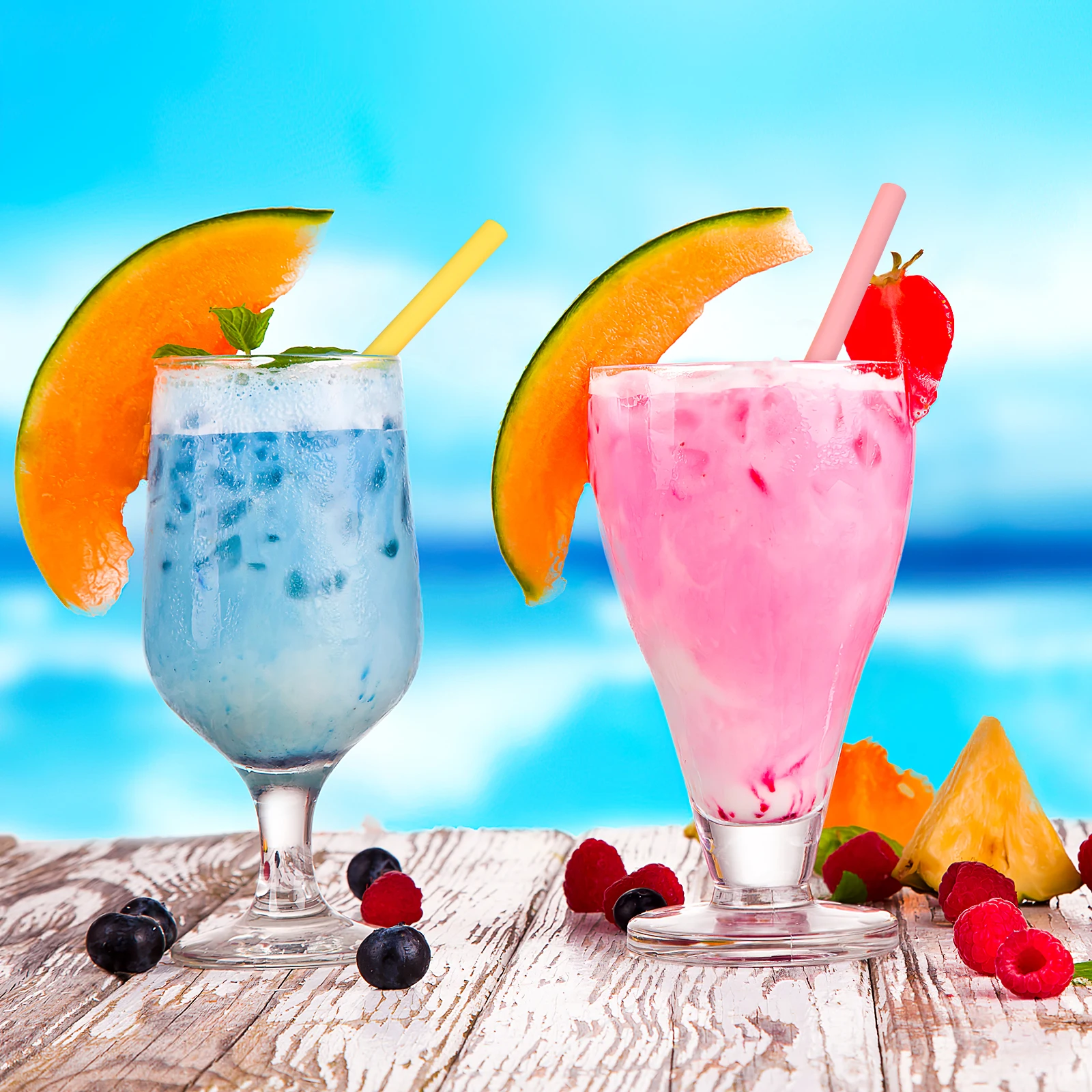 

5 Sets Silicone Straws Collapsible Foldable Portable Reusable Drinking Straws Cleaning Brushes Home Party Juices Coffee Tea