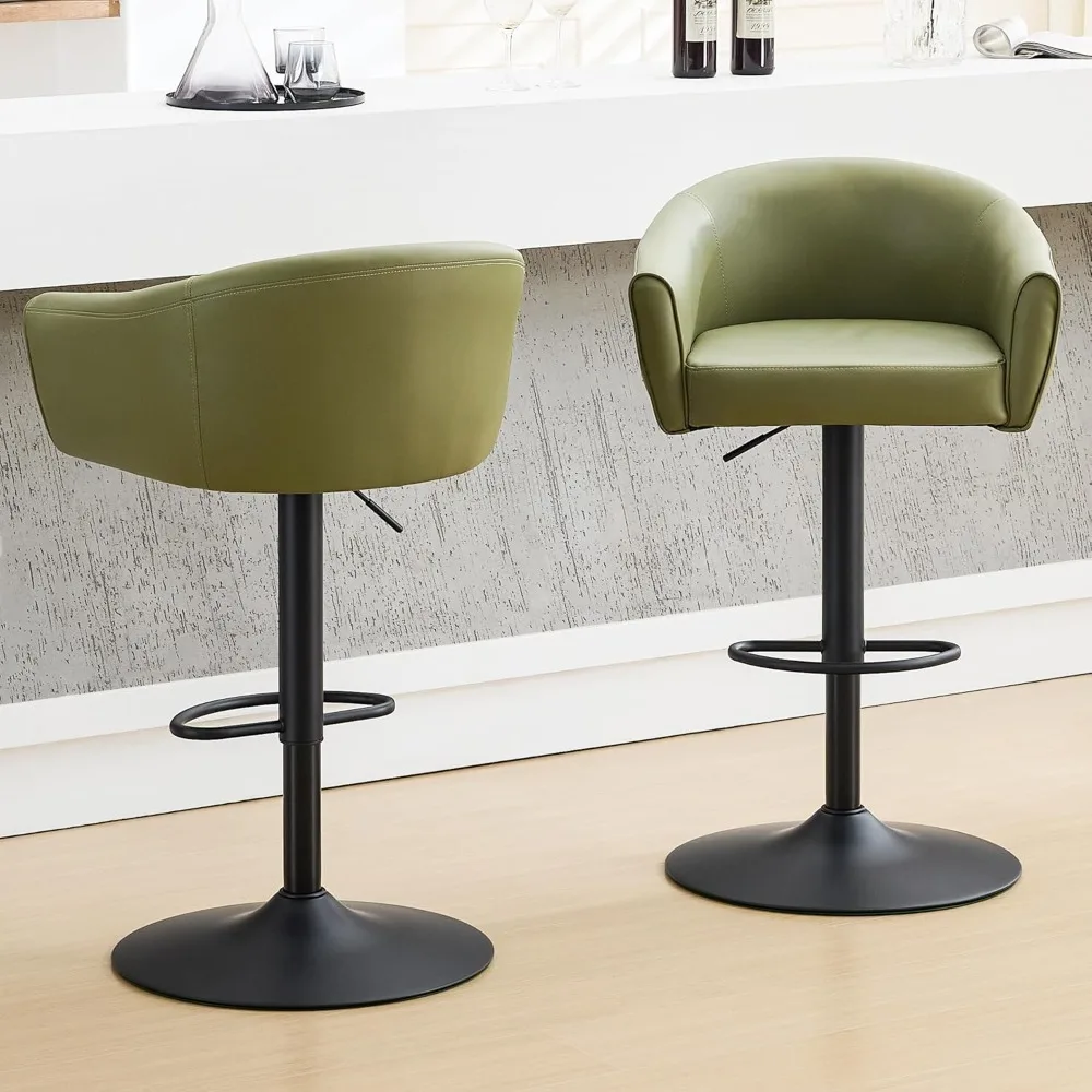 

2-piece bar stool set, rotating bar stool with backrest and armrest, adjustable artificial leather bar chair