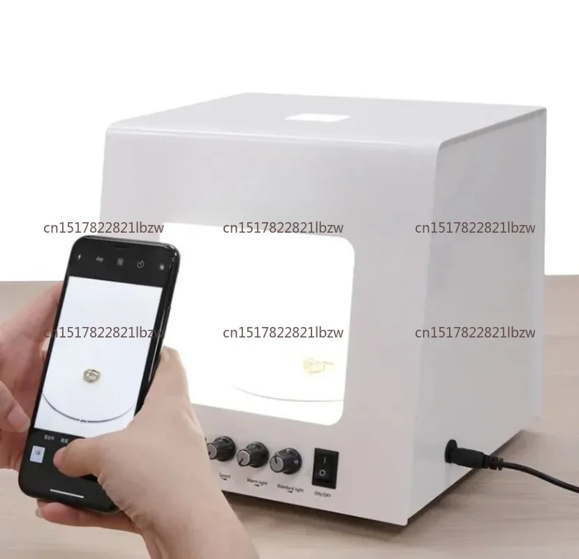Portable Photography Turntable with 360degree Rotation Turntable Inside for Jewelry Photo Video Light Box