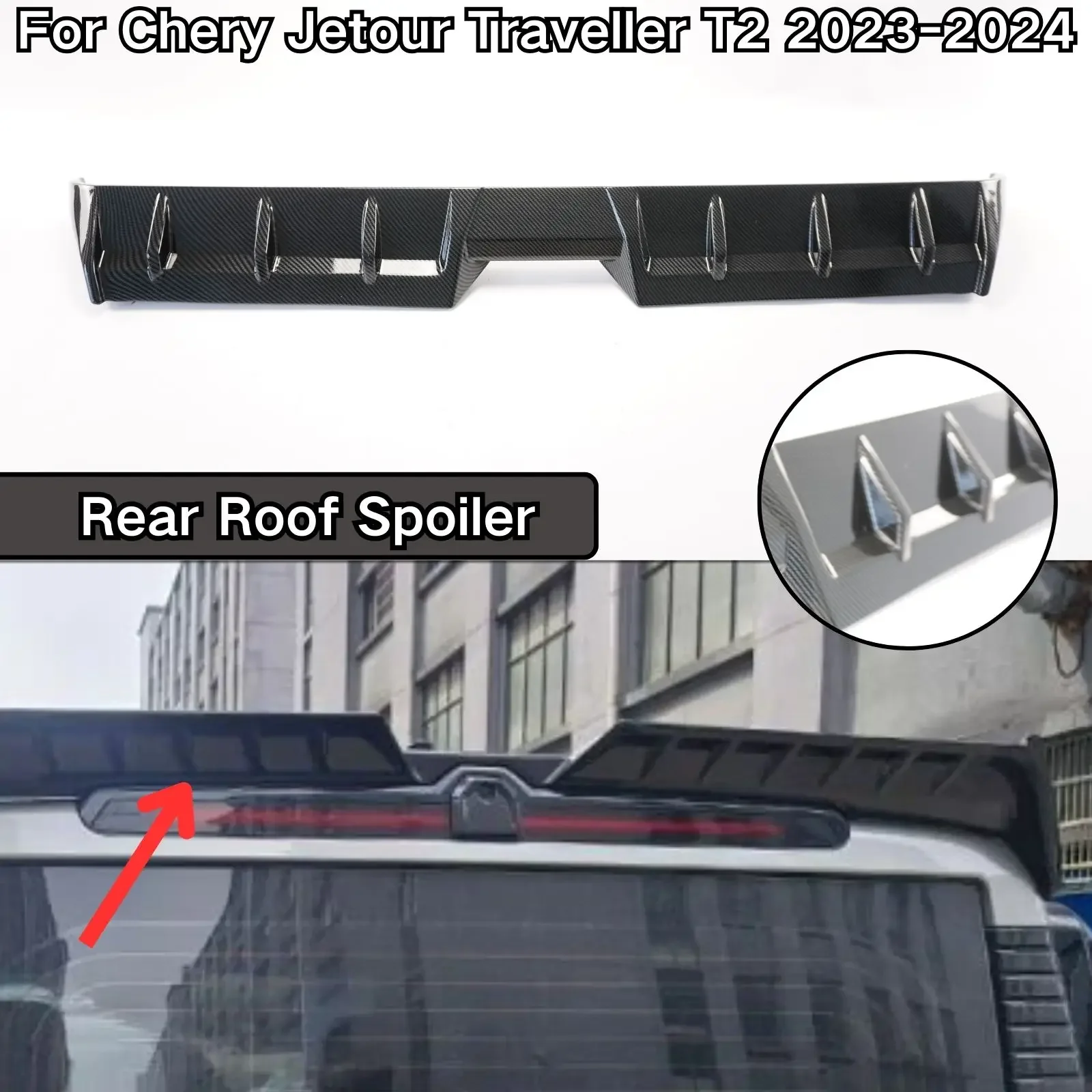 

Rear Roof Spoiler For Chery Jetour Traveller T2 2023-2024 Car Tail Wing Rear Trunk Lid Spoiler Carbon Fiber Look Car Accessories