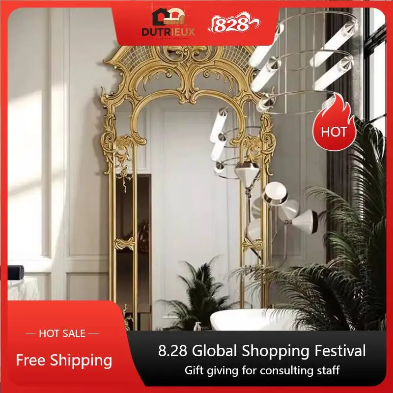 Gold Design Mirrors Full Body Living Room Long Bedroom Decorative Mirrors Full Body Large Floor Specchi A Pavimento Furniture