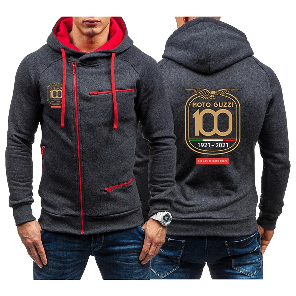 

Moto Guzzi 90 Motorcycle 2024 New Men's Spring And Autumn Hot Sale Solid Color Hooded Zipper Designe Coat Sweatshirts Outerwear