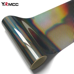 Laser Silver Carbon Fiber Vinyl Wrap Motorcycle Stickers Rainbow Foil Car Body Film High Gloss Covers Car Stickers Accessories