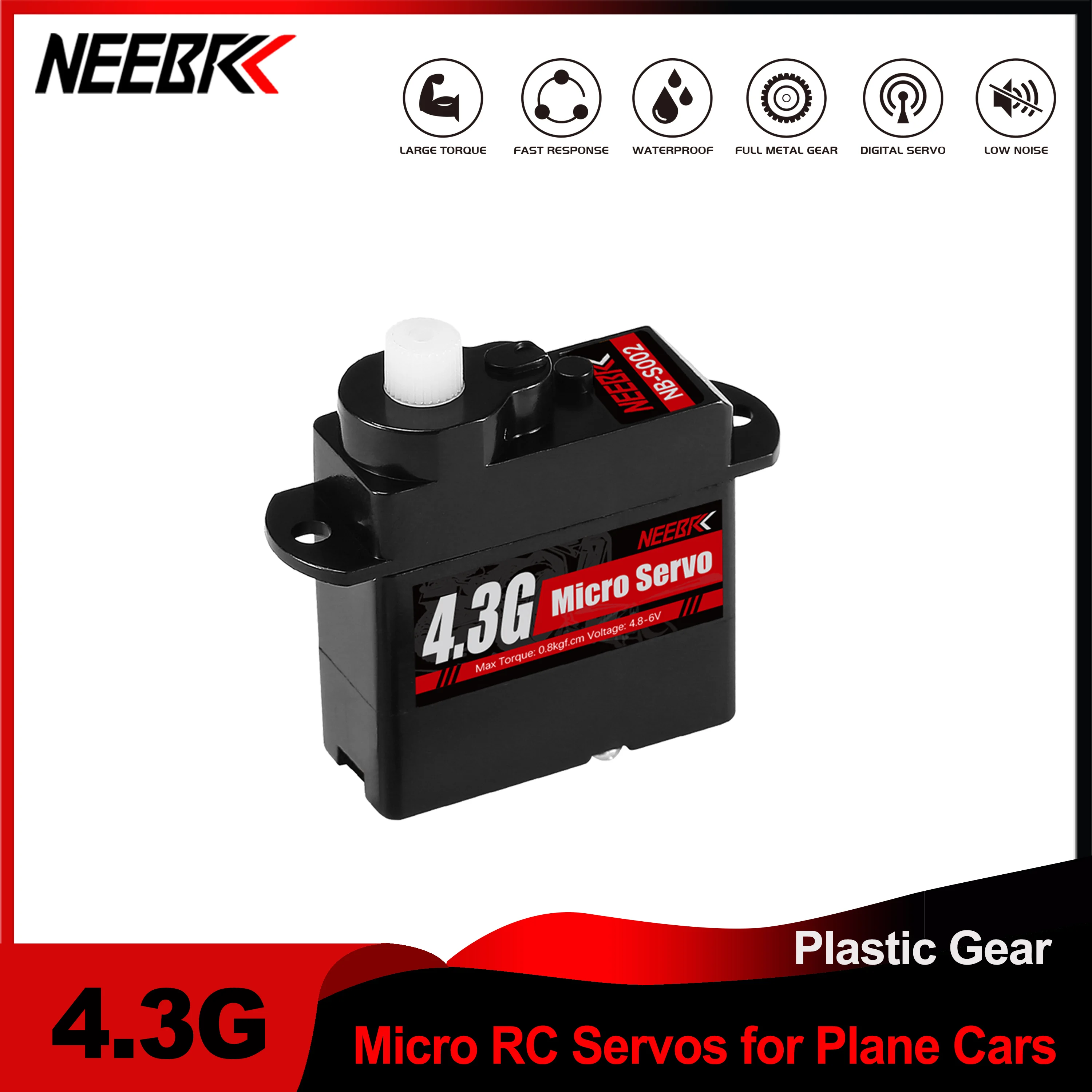 

NEEBRC 4.3g Digital Micro Servo for RC Plane 1/24 RC Car SCX24 Drone Mini Car Helicopter Fixed-wing Wltoys K969 K989 XKS X450