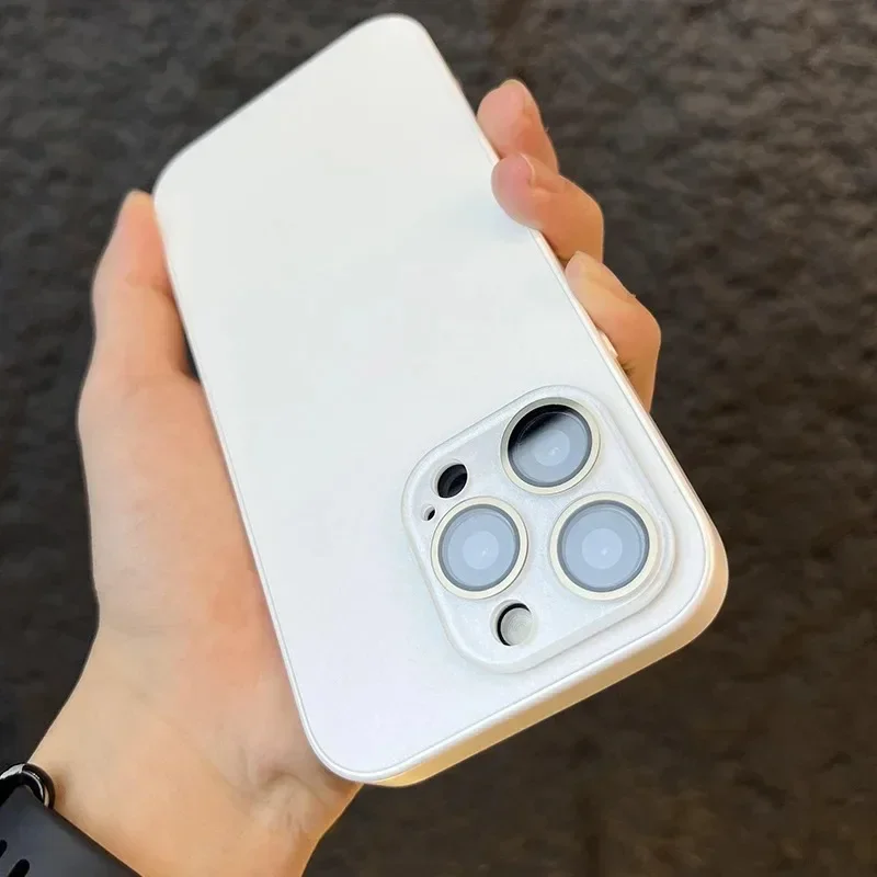 الفاخرة الزجاج المقسى متجمد جراب هاتف آيفون 16 15 14 13 12 برو ماكس زائد عدسة حماية الكاميرا غطاء ممتص للصدمات