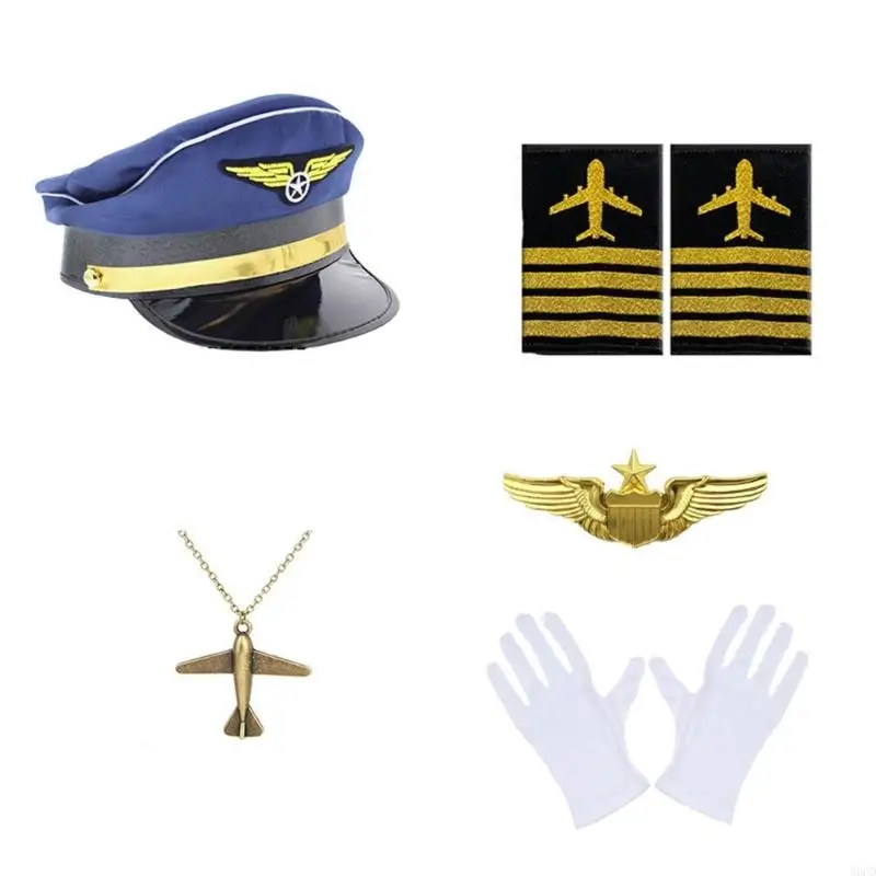 M6CD航空会社のキャプテンコスチューム客室乗務員ロールプレイ衣装航空会社Stewardess Cosplay accessoy for women men halloween
