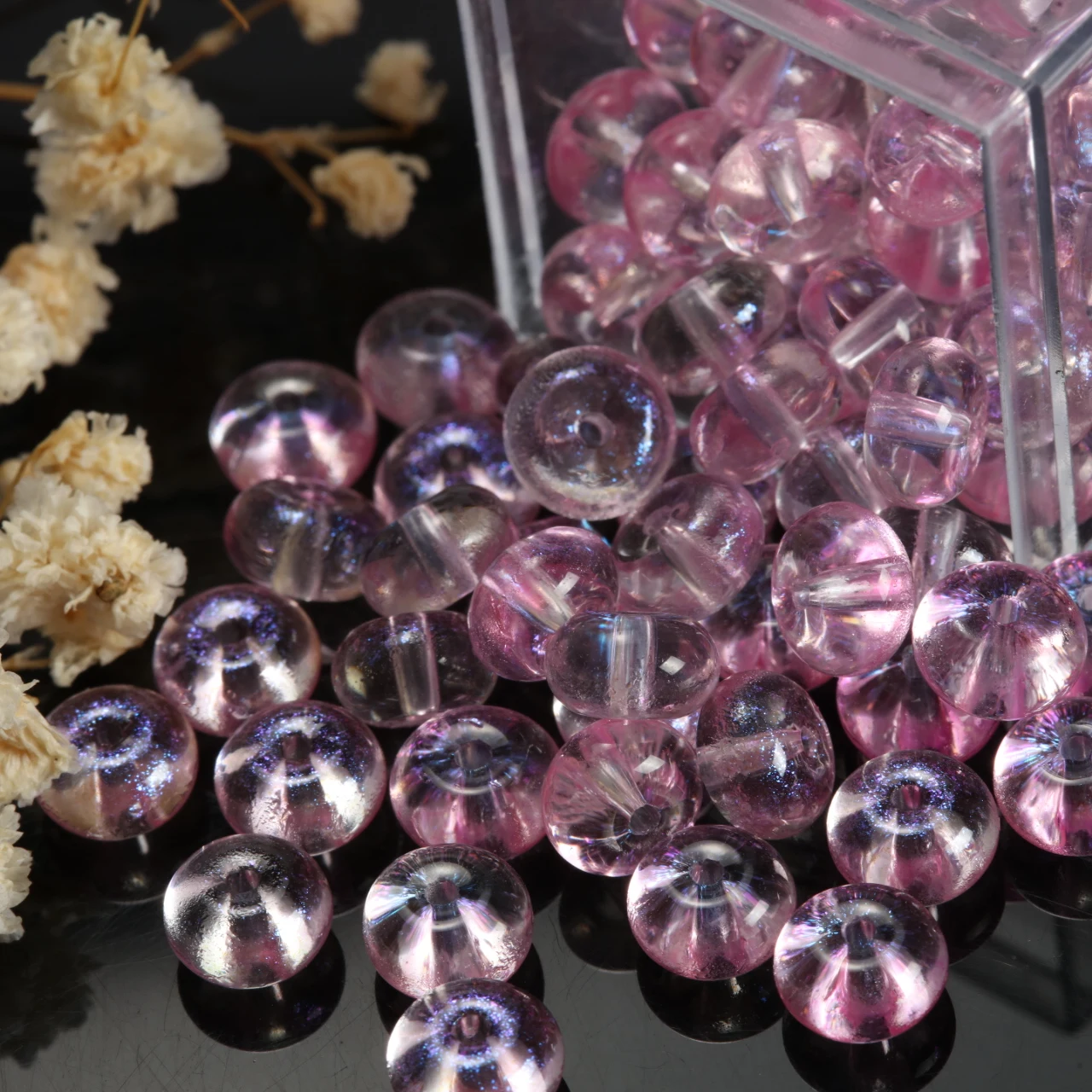 2000Pcs 5x8mm Glass Abacus Beads Spaced Beads For Diy Necklace Bracelet and Jewelry Making Products Bulk Wholesale