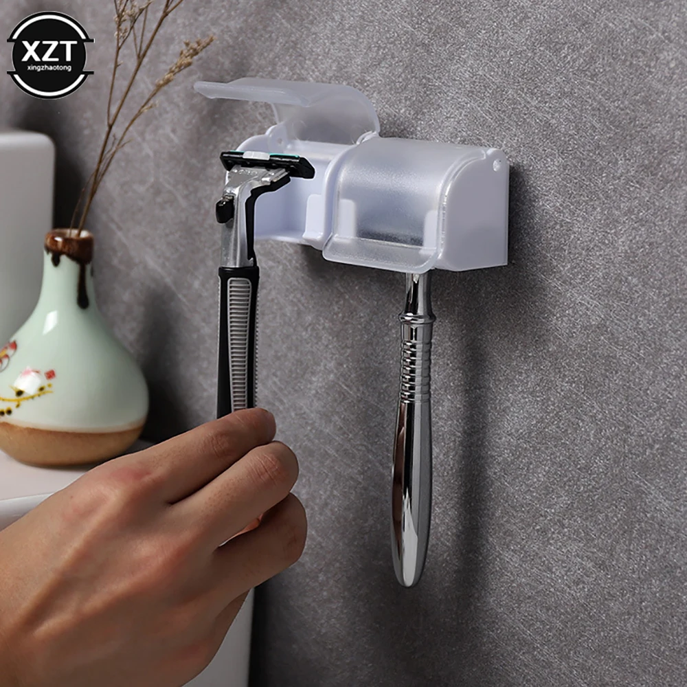 

Men Vintage Razor Holder Shaver Blade Plastic Storage Sucker Wall Hook Stand Rack Bathroom Accessory