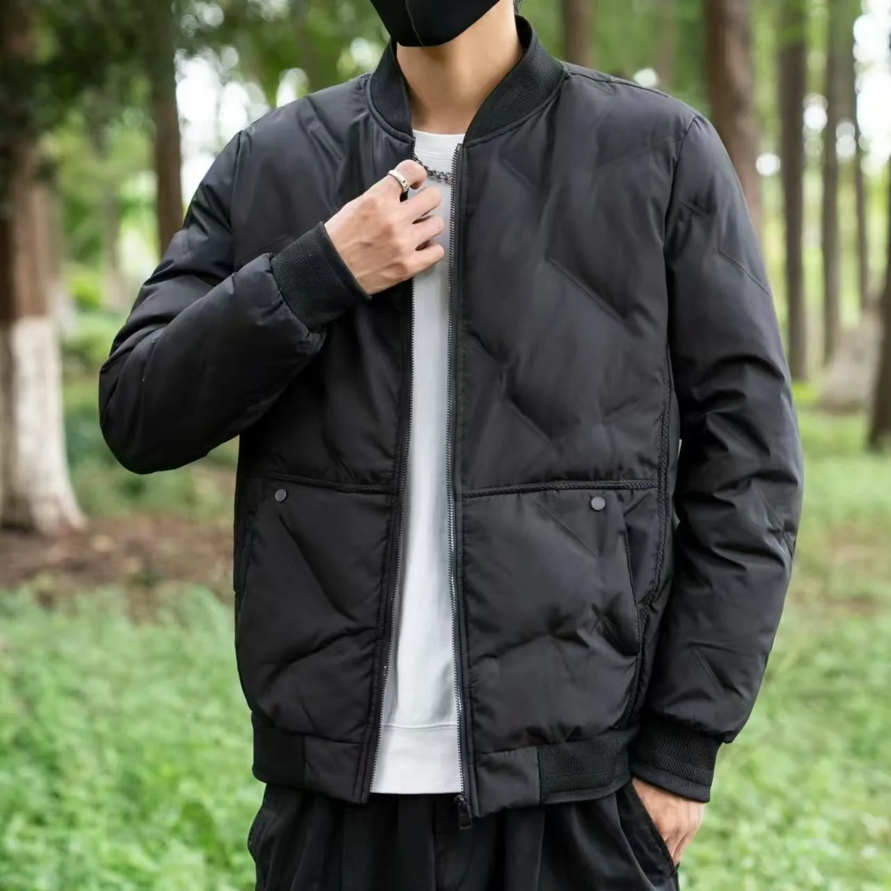 

Men's Thick Warm Cotton-Padded Jacket Windproof Casual Large Size Autumn Winter Coat Business-Casual Stand Collar