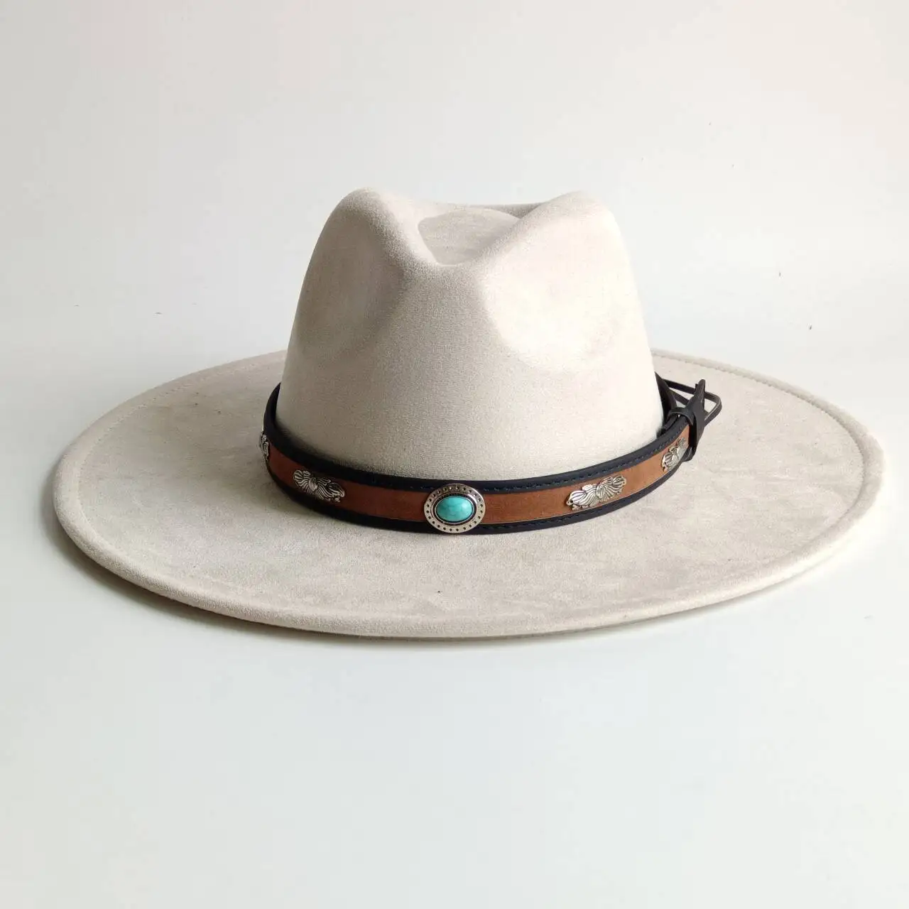 Vegan Suede Fedora Turquoise accessories Blank Hats for Burning teardrop shaped Top 9.5cm Brim Unisex Jazz Hat Wholesale DFERE4G