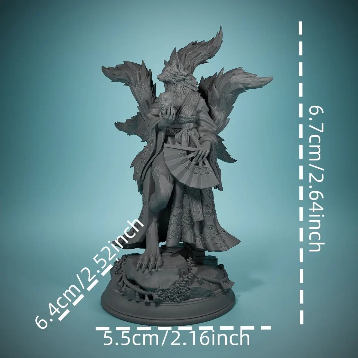 67mm Nine-tailed Demon Fox Resin Model 3D Printed DIY Coloring Self-assembly Figurines Miniatures Decoration Crafts