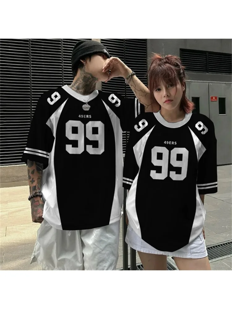 Lettres numériques 3D sport séchage rapide respirant hommes grande taille T-shirt maillot de basket-ball Hip-hop Couple Parent-enfant à manches courtes