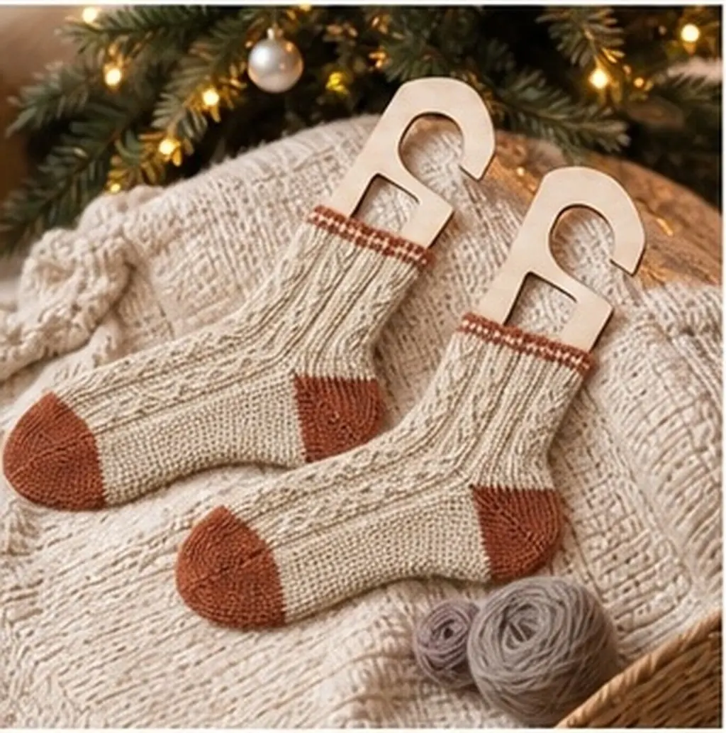 1 Pair Wood Sock Blocker Natural Wooden Knitting Mold DIY Sock Knitting Tools Stocking Display Holder DIY Woven Socks Model