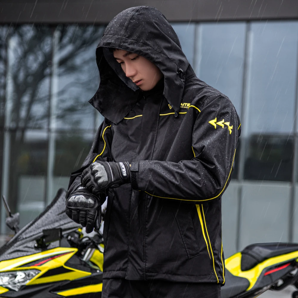 Waterproof Motorcycle Rain Suit Men Women Cycle Rain Gear Jacket and Pants with Storage Bag