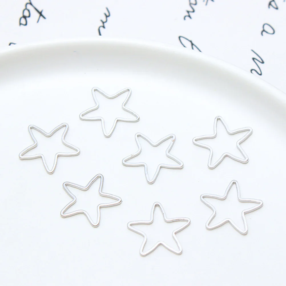 

20 Pcs Ornament Stud Earring Accessories Star Charms for Jewelry Making Pendants Shape Shaped Silver Hollow Beads Stars