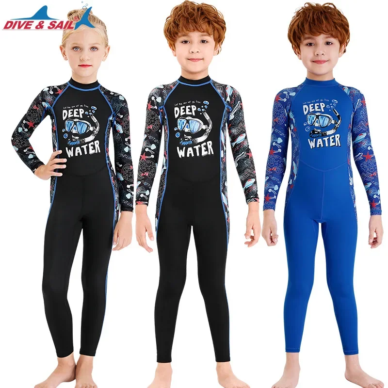 

Children's Swimsuit Sunscreen One-Piece Dive Skin Long Sleeve Boy Girls Rafting Snorkeling Quick-Drying Jellyfish Wetsuit UPF50+