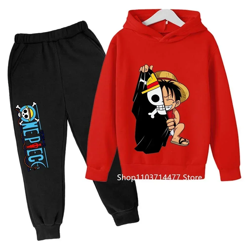 حار قطعة واحدة هوديي مجموعة الاطفال لوفي ملابس الفتيان الفتيات ملابس الأطفال جيرسي بدلة رياضية الخريف هوديي السراويل 2 قطعة مجموعة #4