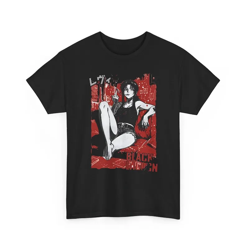 Camiseta unisex de anime Black Lagoon, camiseta de anime de los años 90, camiseta de manga Revy, camiseta de regalo Waifu, Balalaika, anime japonés Black Lagoon