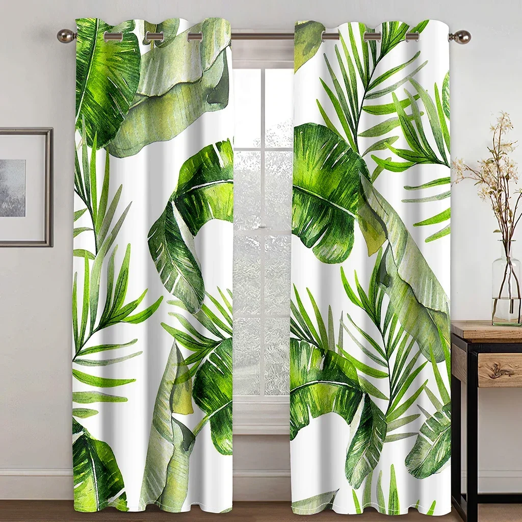 Cortinas rsonalizadas, coración  dormitorio, paisaje  hoja  plátano  planta Tropical  verano, 2 piezas, envío gratis