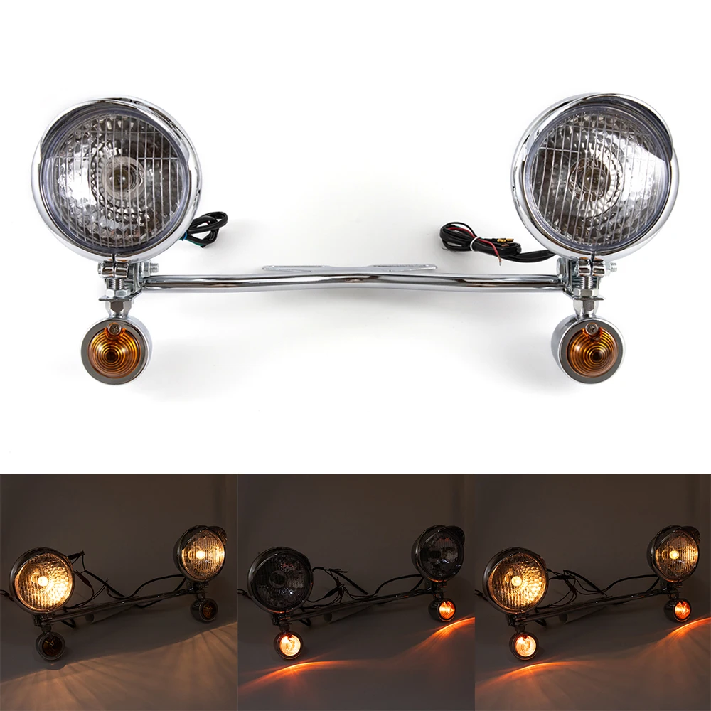 Luces antiniebla de paso para motocicleta, señales de giro de barra para Yamaha v-star XVS 650 950 1100 1300, Silverado Road Star XV1600 Bobber personalizado