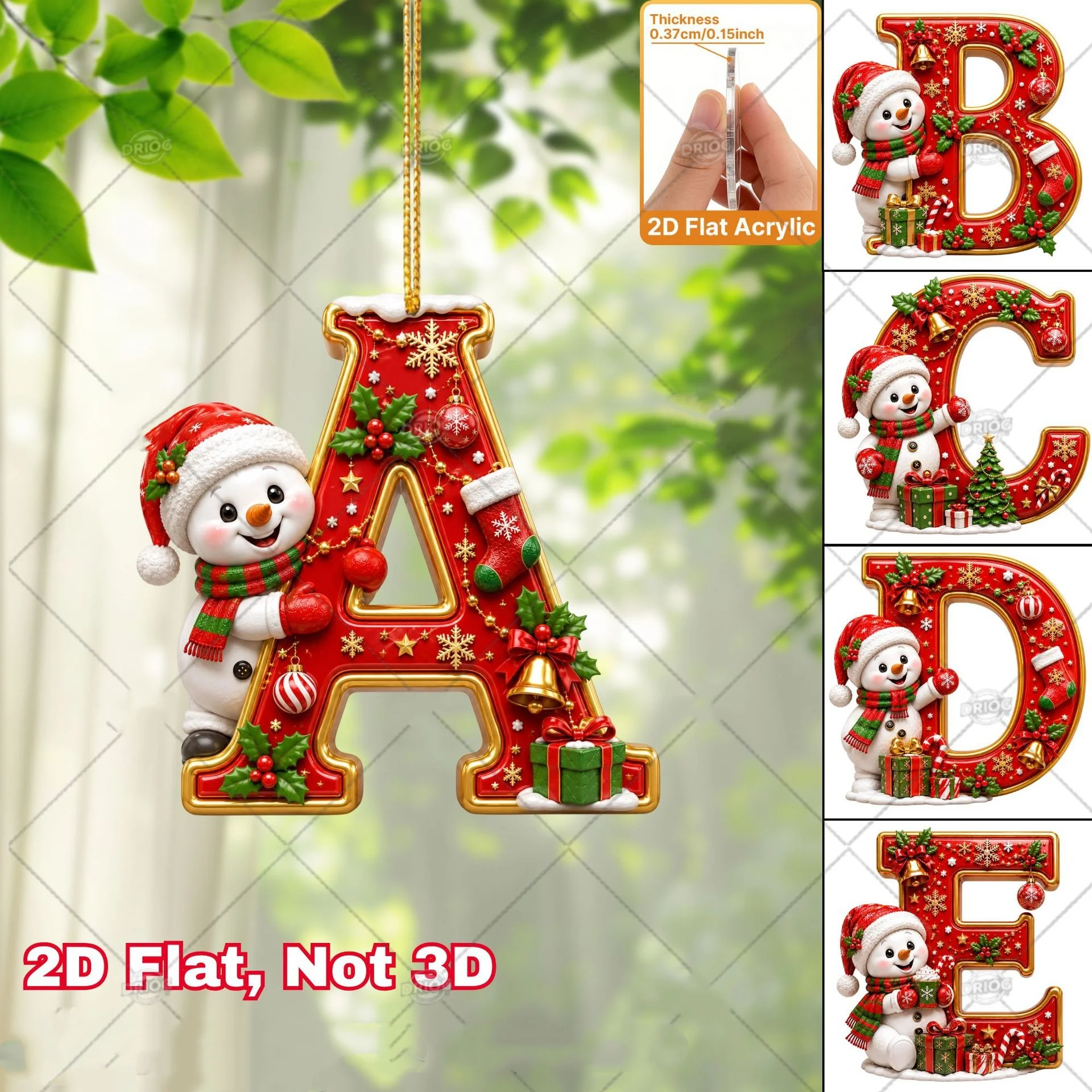 26Pcs Snowman Alphabet Hanging Decor, 2D Flat Acrylic Christmas Pendant, Car Home Tree Holiday Ornament