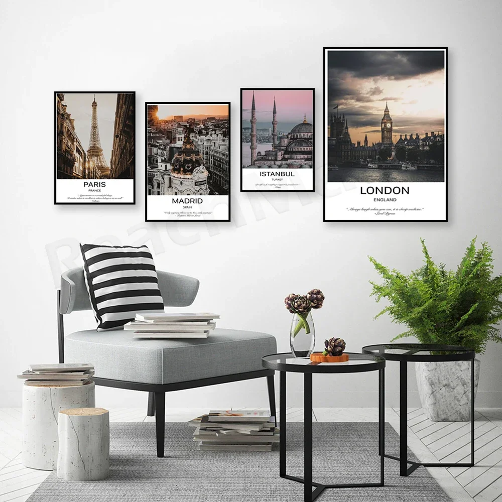 City of London, Places Travel UK, Byron, Paris, Istanbul, Madrid, Spain travel attractions poster