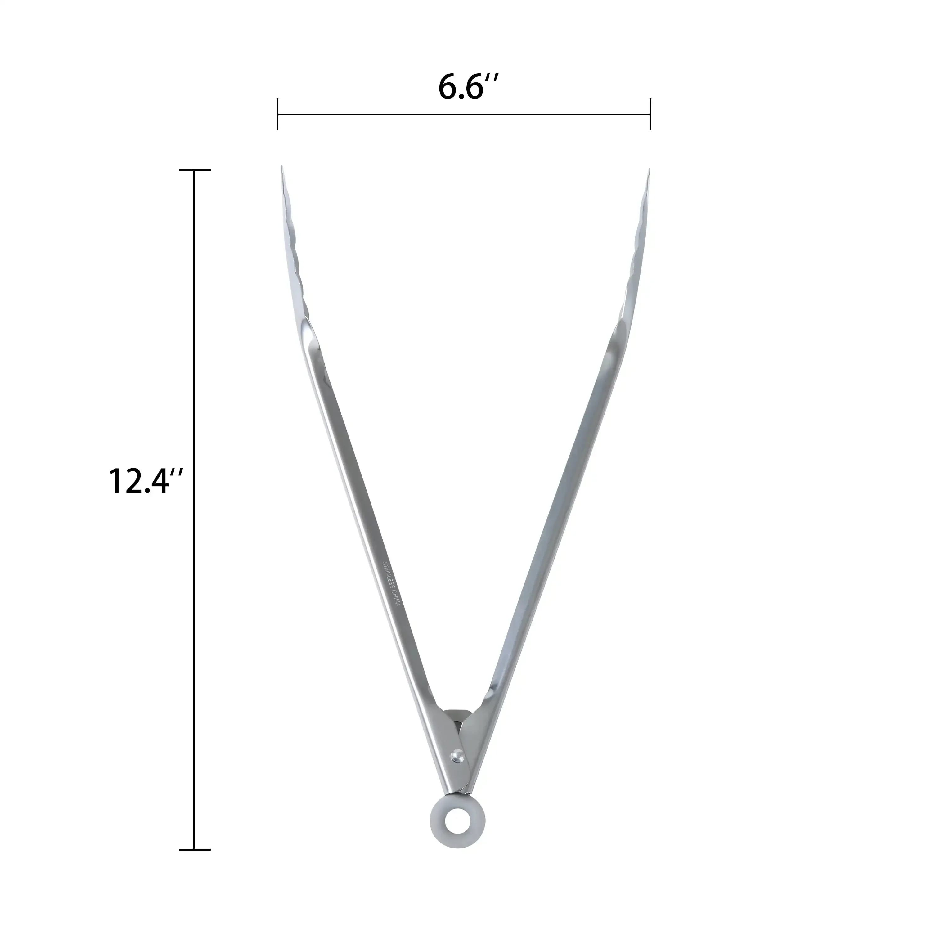 ملقط طبخ بقفل من الفولاذ المقاوم للصدأ مقاس 12 بوصة باللون الفضي