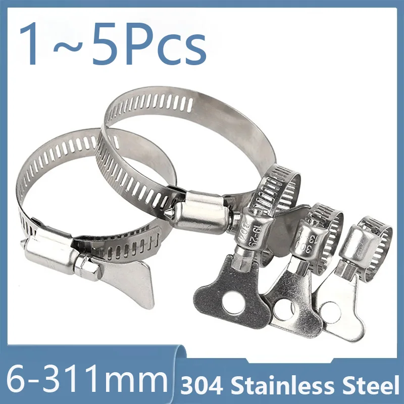 Stainless Steel Handle Hose Clamp 6-95mm Circular Air water Pipe Fuel Hose Clips of Water Pipe Fasteners Clamps Sealing Clamps